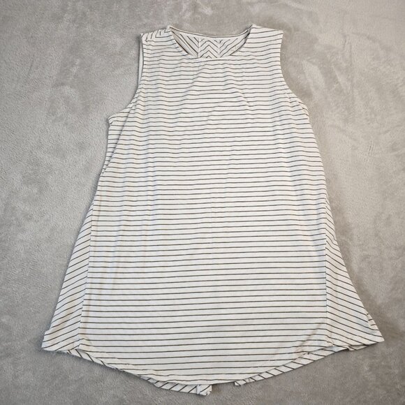 J. Jill Tops - J. Jill Top Womens XS Olive Green White Striped Sleeveless Split Back Summer